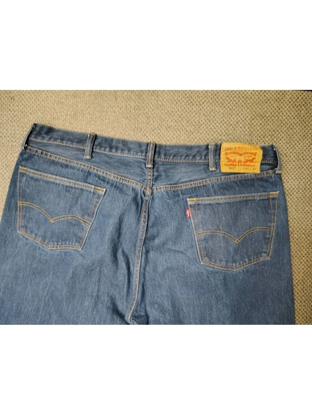 Levis 501 Original Button Fly Jeans Mens 46x32 Blue Denim Big & Tall 46W 32L Fit